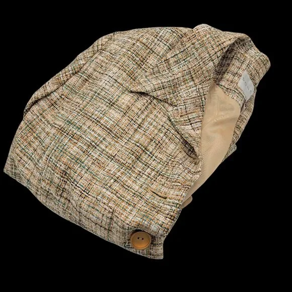 Vintage Silk Womens Tweed Blazer Jacket With Button Front & Pockets Size 16 - Picture 6 of 11